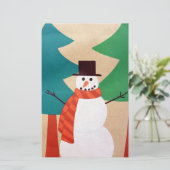 Kerstvakantie Sneeuwman & Bomen Briefpapier (Staand voorkant)