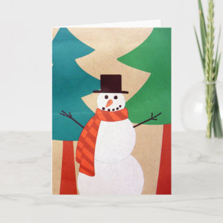 Kerstvakantie Sneeuwman & Bomen Feestdagen Kaart