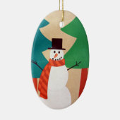 Kerstvakantie Sneeuwman & Bomen Keramisch Ornament (Rechts)