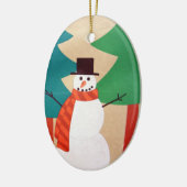 Kerstvakantie Sneeuwman & Bomen Keramisch Ornament (Links)