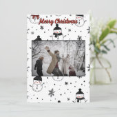 Kerstvakantie Sneeuwman Flake Fotokaart Minimal Feestdagenkaart (Staand voorkant)