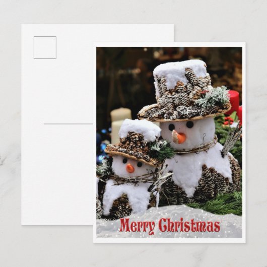 Kerstvakantie sneeuwman Kerstkaart Aankondigingskaart (Voorkant / Achterkant)