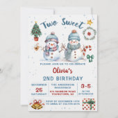 Kerstvakantie Sneeuwman Twee Twee 2de Verjaardag Kaart (Voorkant)