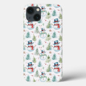 Kerstvakantie Sneeuwmannen Naadloos Patroon Case-Mate iPhone Case (Achterkant)