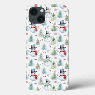 Kerstvakantie Sneeuwmannen Naadloos Patroon Case-Mate iPhone Case