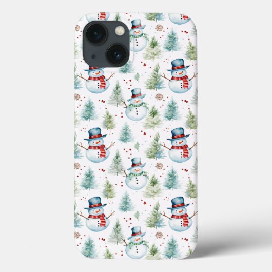 Kerstvakantie Sneeuwmannen Naadloos Patroon Case-Mate iPhone Case (Achterkant)