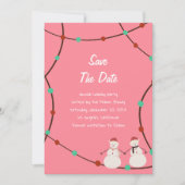 Kerstvakantie – Sneeuwmannenduo & Lichtjes Save The Date (Voorkant)