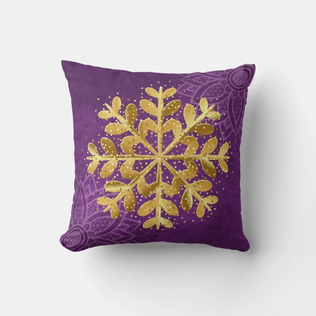 Kerstvakantie Sneeuwvlok Chrysanthemum Kussen (Voorkant)
