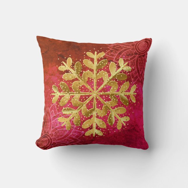 Kerstvakantie Sneeuwvlok Chrysanthemum Kussen (Voorkant)