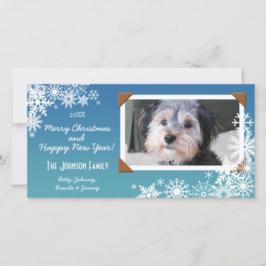 Kerstvakantie Sneeuwvlok Foto Feestdagenkaart (Voorkant)