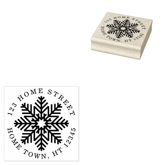 Kerstvakantie Sneeuwvlok Retouradres Rubberstempel (Gestempeld)