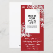 Kerstvakantie Sneeuwvlok - Rood Feestdagenkaart (Voorkant / Achterkant)