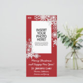 Kerstvakantie Sneeuwvlok - Rood Feestdagenkaart (Staand voorkant)