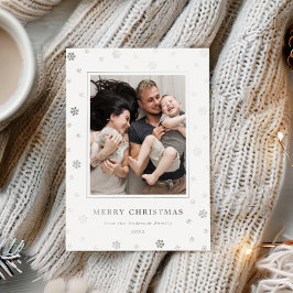 Kerstvakantie Sneeuwvlokken Modern Whimsisch Folie Feestdagenkaart