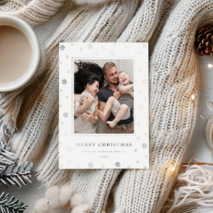 Kerstvakantie Sneeuwvlokken Modern Whimsisch Folie Feestdagenkaart