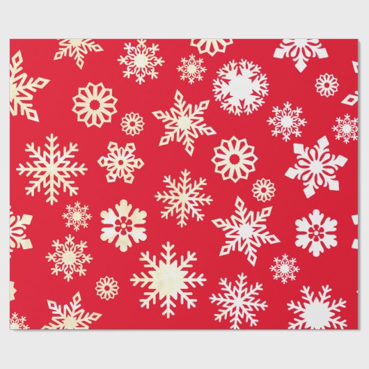 Kerstvakantie Sneeuwvlokken Patroon Rood Cadeaupapier (Vlak)