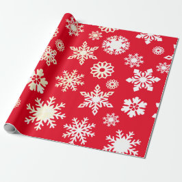 Kerstvakantie Sneeuwvlokken Patroon Rood Cadeaupapier