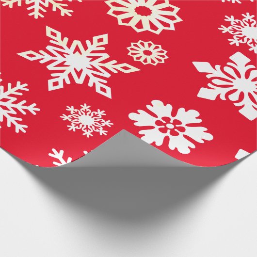 Kerstvakantie Sneeuwvlokken Patroon Rood Cadeaupapier (Hoek)