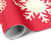 Kerstvakantie Sneeuwvlokken Patroon Rood Cadeaupapier (Rol Hoek)