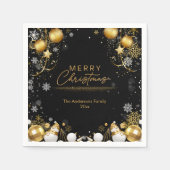 Kerstvakantie Sneeuwvlokken Sparkles en Sneeuwmann Servet (Voorkant)