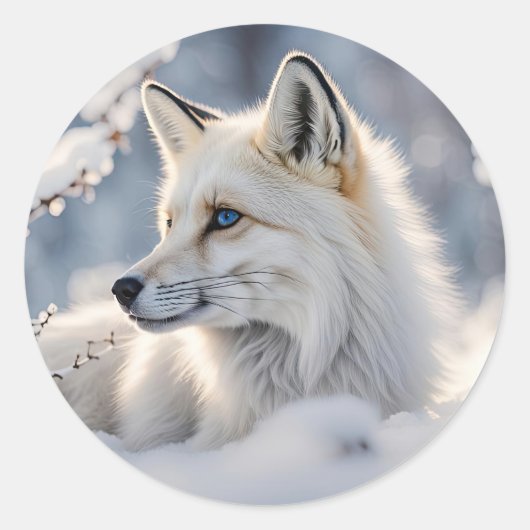 Kerstvakantie Sneeuwvos Wildlife Ronde Sticker (Voorkant)