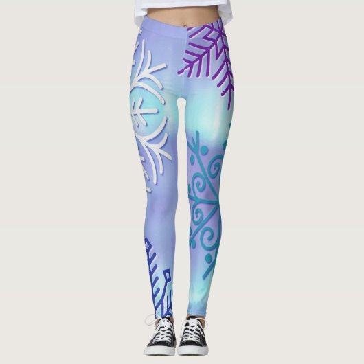 Kerstvakantie Snowflake Winter Art Leggings (Voorkant)