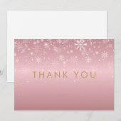 Kerstvakantie Snowflakes Roos Gold Bedankt (Voorkant / Achterkant)