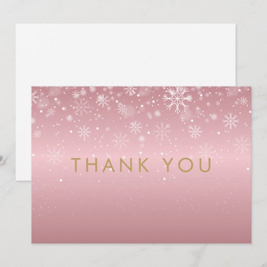 Kerstvakantie Snowflakes Roos Gold Bedankt (Voorkant / Achterkant)