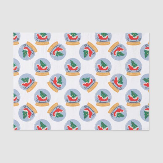 Kerstvakantie Snowglobe Tissuepapier (Voorkant)