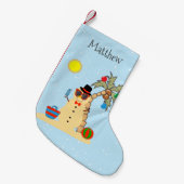 Kerstvakantie Snowman Beach Tropical Kleine Kerstsok (Voorkant (Hangend))