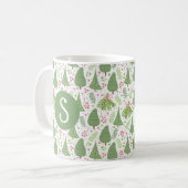 Kerstvakantie Sparrenbomen Monogrammok Koffiemok (Voorkant links)