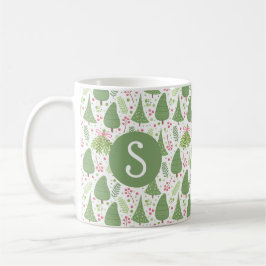 Kerstvakantie Sparrenbomen Monogrammok Koffiemok