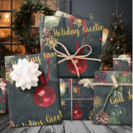 Kerstvakantie Splendor Bewerk de groet Inpakpapier Vel