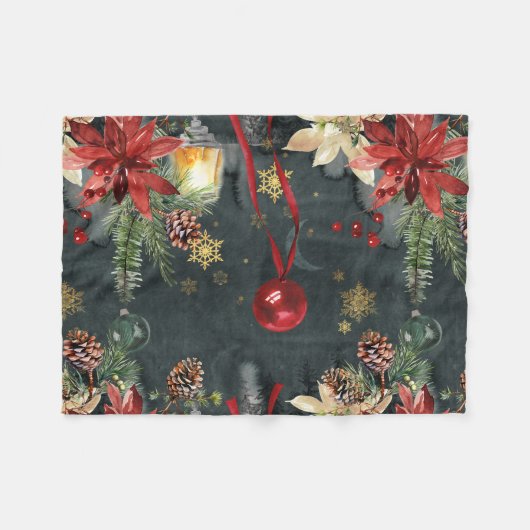 Kerstvakantie Splendor Fleece Deken (Voorkant (Horizontaal))
