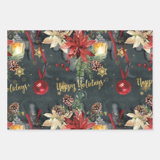 Kerstvakantie Splendor Glossy Inpakpapier Vel (Voorkant 2)