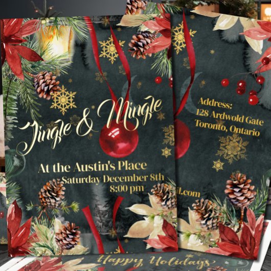 Kerstvakantie Splendor Jingle & Mingle Party Folie Uitnodiging