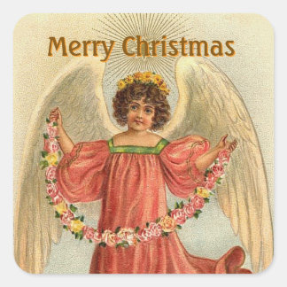 Kerstvakantie Stickers met Vintage Engel