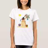 Kerstvakantie strand Tropische Sneeuwman T-shirt (Voorkant)