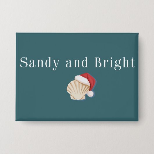 Kerstvakantie strand zandig en helder schelp button (Voorkant)