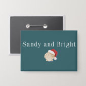 Kerstvakantie strand zandig en helder schelp button (Voorkant / Achterkant)