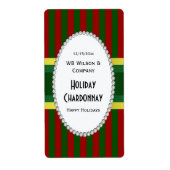 Kerstvakantie Stripe Parel V Wijnfles Label (Voorkant)