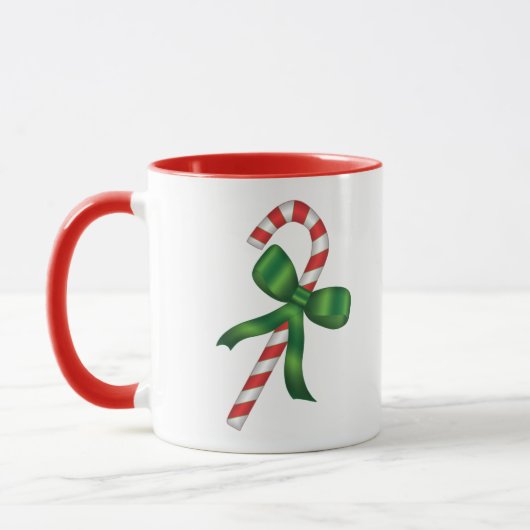 Kerstvakantie Suikerstok met Groene Strik  Mok (Links)