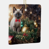 Kerstvakantie Super Schattigee Siamese Cat Kitten Keramisch Ornament (Rechts)