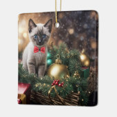 Kerstvakantie Super Schattigee Siamese Cat Kitten Keramisch Ornament (Links)
