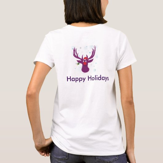 Kerstvakantie T-shirt Rendier Basic T-Shirt, Wit (Achterkant)