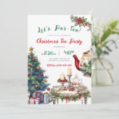 Kerstvakantie Tea Party verjaardagsuitnodiging Kaart (Staand voorkant)