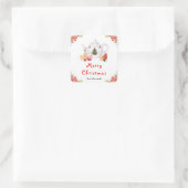 Kerstvakantie Thee Rood Kerstfeest Vierkante Sticker (Tas)