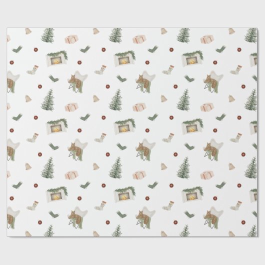 Kerstvakantie Thema Neutral Pine Gift Cadeaupapier (Vlak)