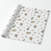 Kerstvakantie Thema Neutral Pine Gift Cadeaupapier (Uitgerold)