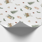 Kerstvakantie Thema Neutral Pine Gift Cadeaupapier (Hoek)